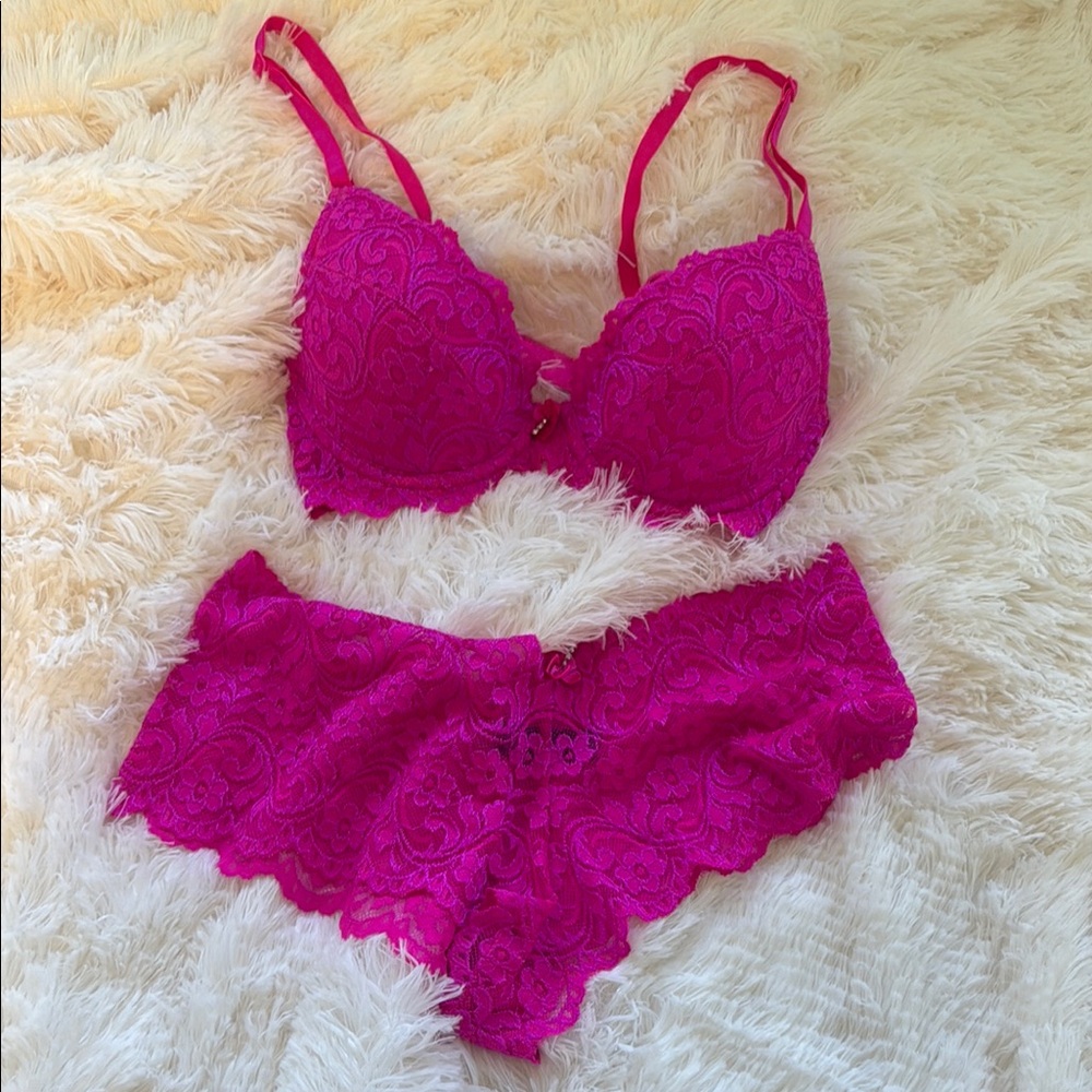 Smart & Sexy Fuchsia Lace Bra Set